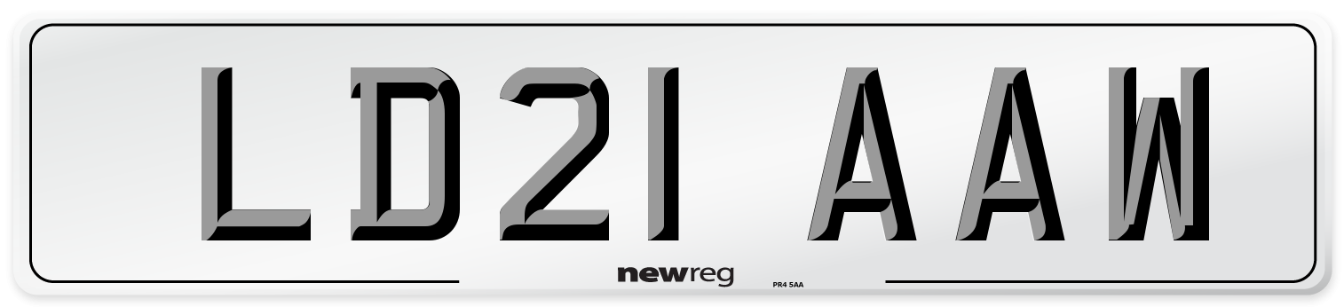 LD21 AAW Number Plate from New Reg